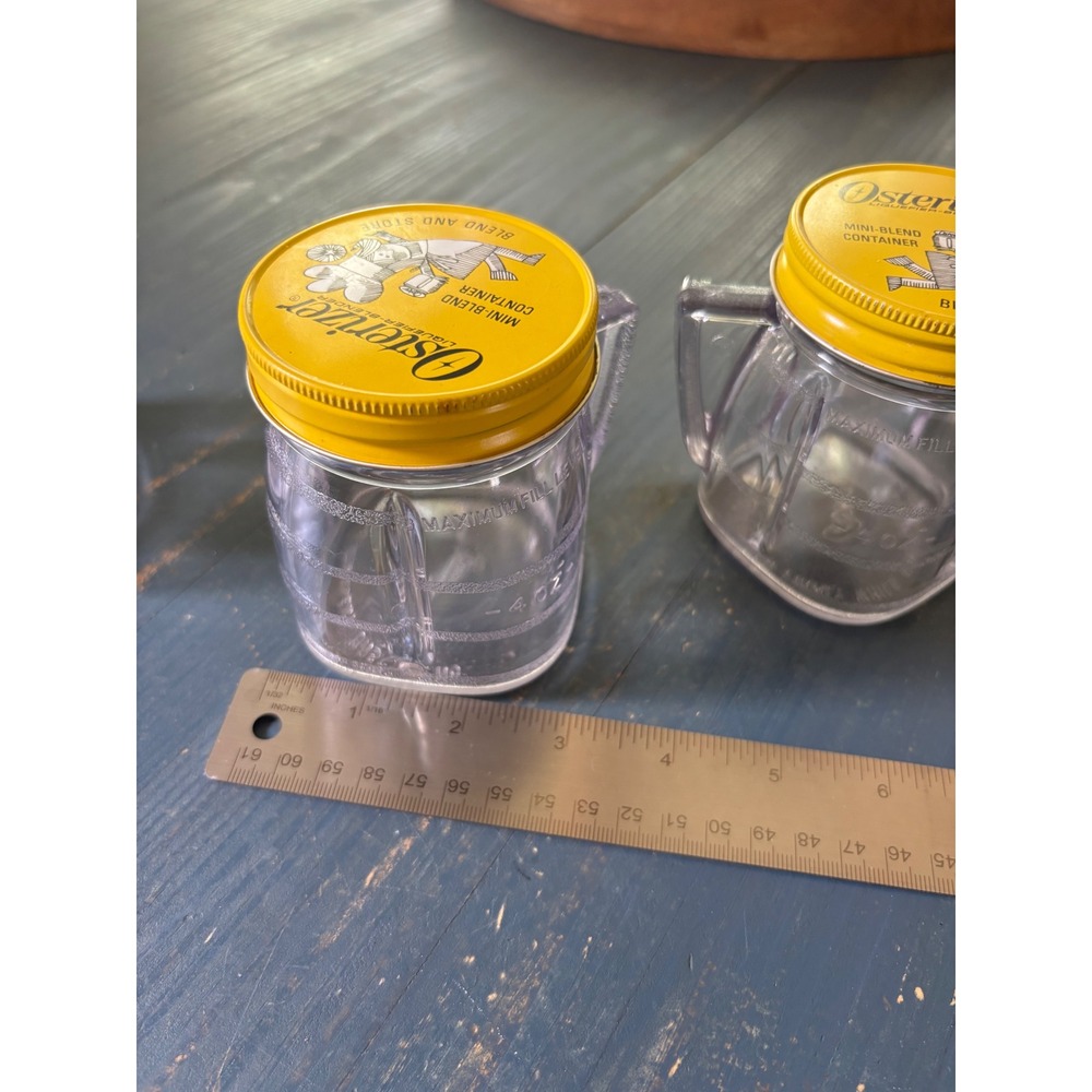 Vintage Osterizer Mini-Blend Container Set of 3 Yellow Lid 4oz Plastic Jars - Picture 8 of 9